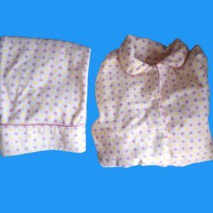 White Polka Dot Fleece Pajamas Girl Size 14 XL